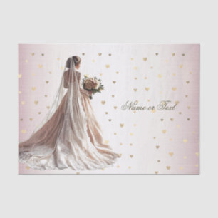 Rose Winter Wedding Bride Golden Shiny Heart Party Tissue Paper