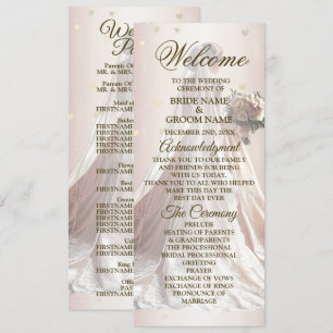 Rose Winter Wedding Bride Golden Shiny Hearts Programme