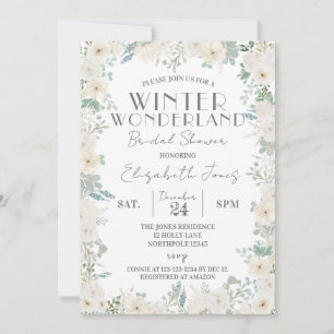 Rose Winter Wonderland Bridal Shower Invitation