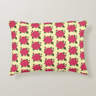 Rose with Buds Pale Yellow Decorative Cushion