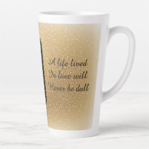Rose with Golden Sparkling Details Latte Mug