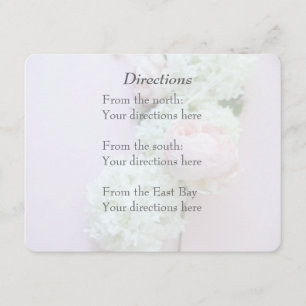 Rose with hydrangea fade wedding directions enclosure card