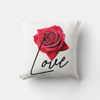 Rose with love in red and black cushion