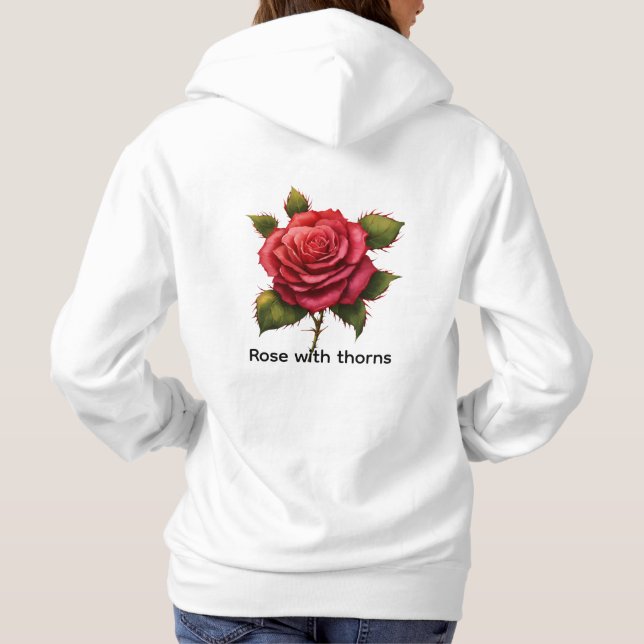 Rose with Thorns Icon Hoodie – Bold Card Game Insp (Back)