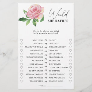 Rose - Would she rather bridal shower game