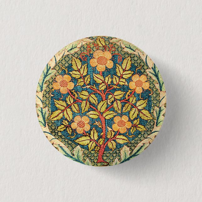 Rose Wreath by William Morris, popular design  3 Cm Round Badge (Front)