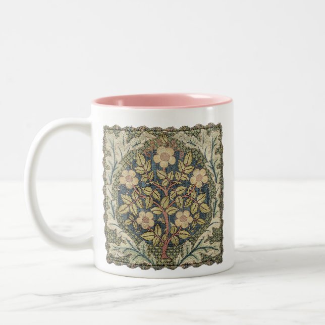 Rose Wreath by William Morris Two-Tone Coffee Mug (Left)