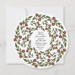 Rose Wreath Circular Invitation