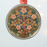 Rose Wreath Embroidery Design by William Morris Metal Tree Decoration<br><div class="desc">This lovely Rose Wreath design is a reprint of vintage embroidery. The original design was created by William Morris, a famous British textile designer in the mid and late 1800s. The flowering peach and pink rose bush is surrounded by light green oak leaves woven into a decorative floral and leafy...</div>
