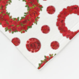 Rose Wreath Polka Pattern for Red Rose Lovers Fleece Blanket
