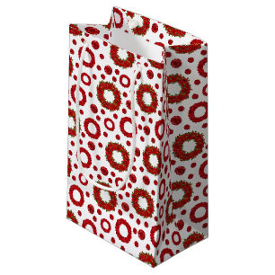 Rose Wreath Polka Pattern for Red Rose Lovers Small Gift Bag
