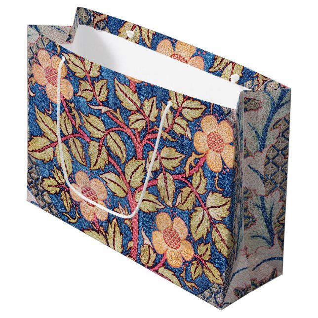 Rose Wreath, William Morris Large Gift Bag (Front Angled)