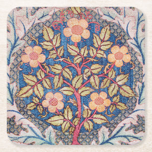Rose Wreath, William Morris Square Paper Coaster