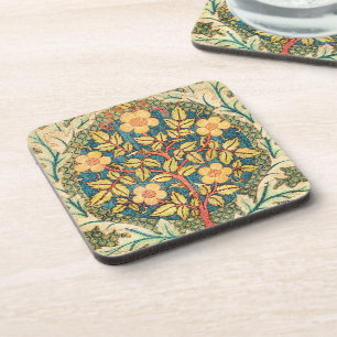 Rose Wreath - William Morris - Vintage Art Coaster