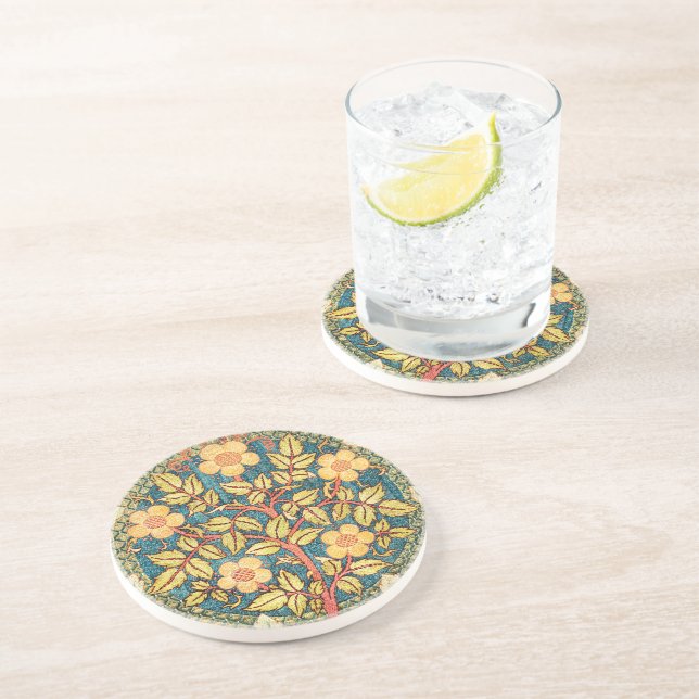 Rose Wreath William Morris Vintage Art  Coaster (Side)