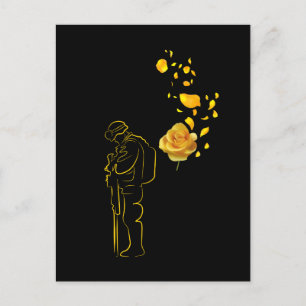 Rose Yellow And Soldiers Veteran Honouring Memoria Postcard
