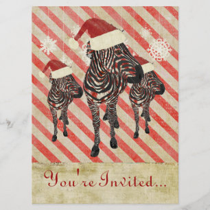 Rose Zebras Holiday Invitation