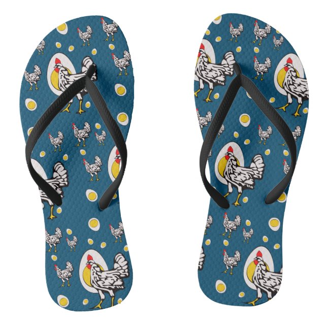 Roseanne Chicken - Funny Roseanne Rooster and Egg Flip Flops (Footbed)