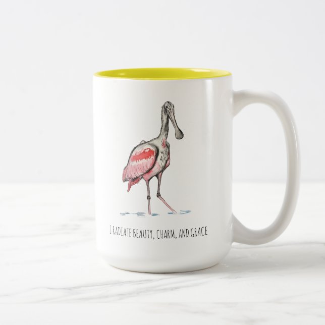 Roseate Spoonbill Affirmations Two-Tone Coffee Mug (Right)