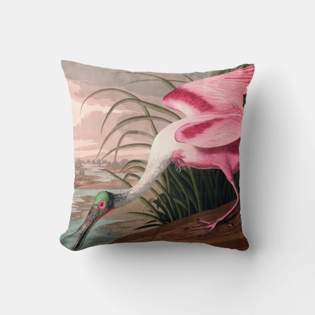 Roseate Spoonbill Audubon Bird Wildlife Cushion (Front)