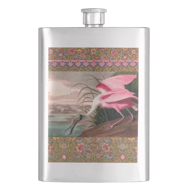 Roseate Spoonbill Audubon Bird Wildlife Hip Flask (Front)