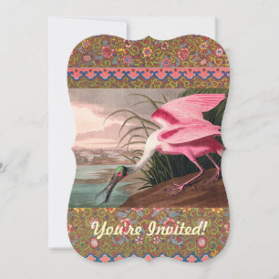 Roseate Spoonbill Audubon Bird Wildlife Invitation
