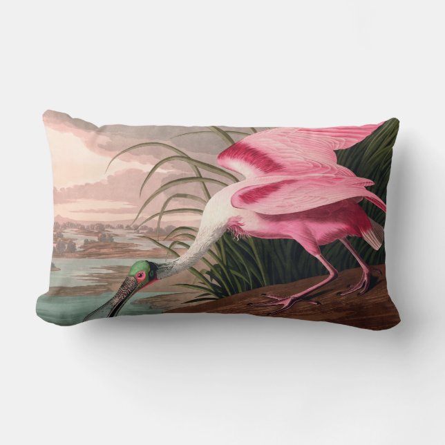 Roseate Spoonbill Audubon Bird Wildlife Lumbar Cushion (Front)