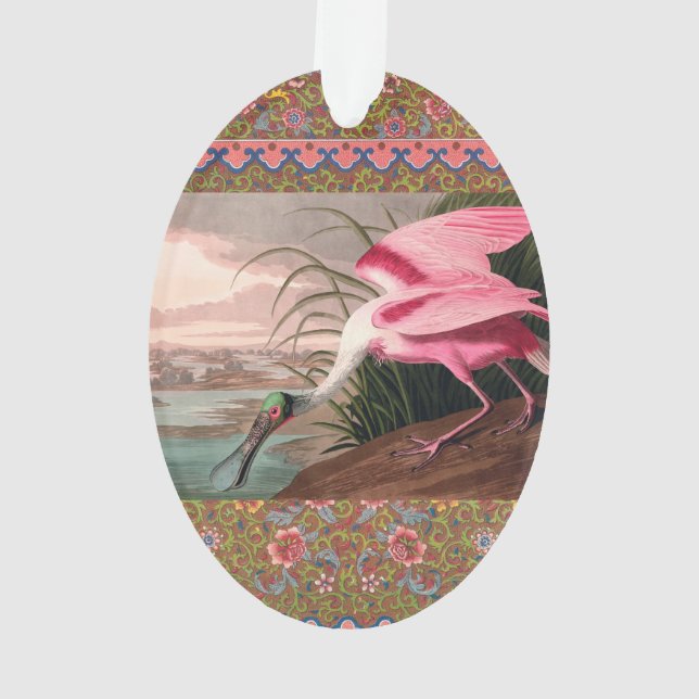 Roseate Spoonbill Audubon Bird Wildlife Ornament (Back)