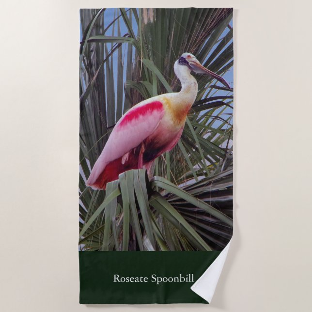 Roseate Spoonbill beach towel (Front)