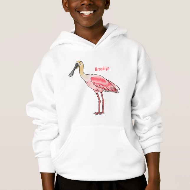 Roseate spoonbill bird cartoon illustration  (Front)