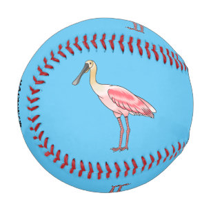 Roseate spoonbill bird cartoon illustration  baseball
