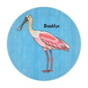 Roseate spoonbill bird cartoon illustration cutting board