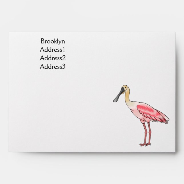 Roseate spoonbill bird cartoon illustration  envelope (Front)