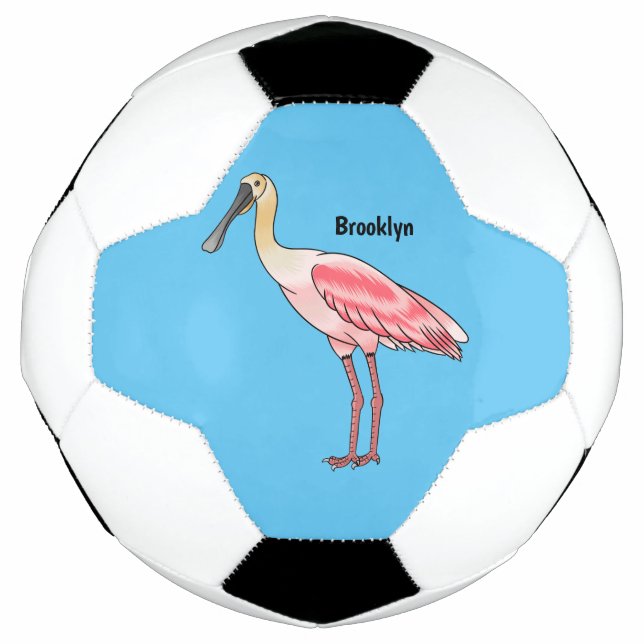 Roseate spoonbill bird cartoon illustration football (Front)