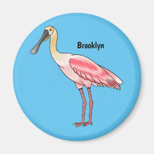 Roseate spoonbill bird cartoon illustration magnet