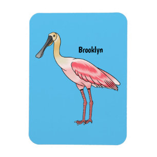 Roseate spoonbill bird cartoon illustration magnet