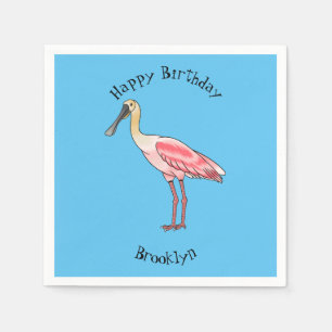 Roseate spoonbill bird cartoon illustration  napkin