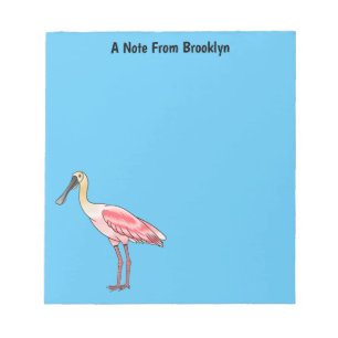 Roseate spoonbill bird cartoon illustration  notepad