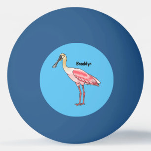 Roseate spoonbill bird cartoon illustration ping pong ball