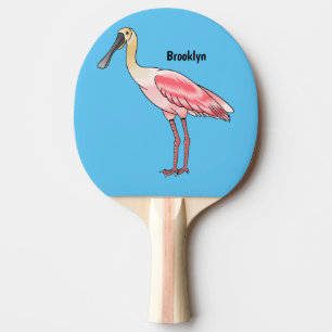 Roseate spoonbill bird cartoon illustration ping pong paddle