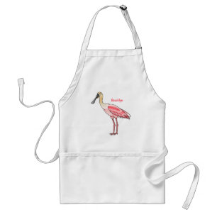 Roseate spoonbill bird cartoon illustration standard apron