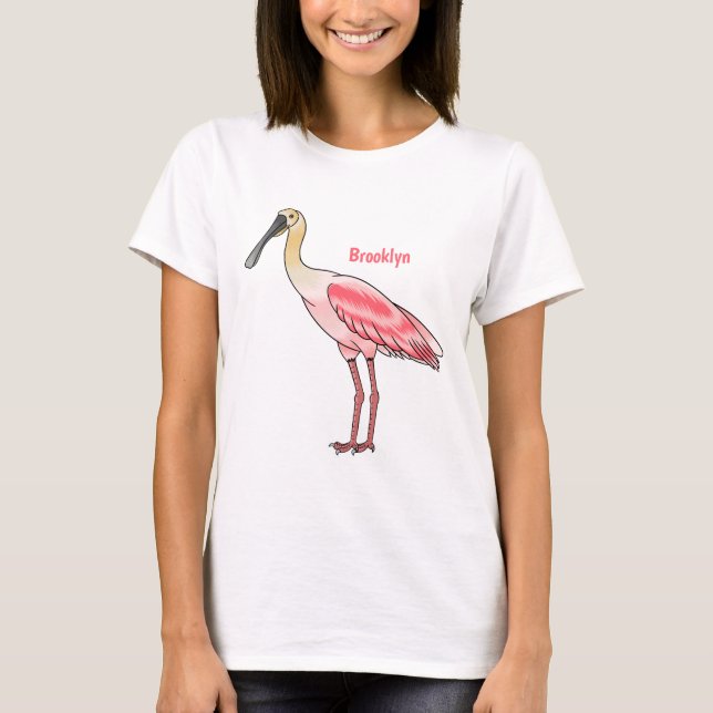 Roseate spoonbill bird cartoon illustration  T-Shirt (Front)