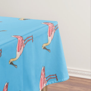 Roseate spoonbill bird cartoon illustration  tablecloth