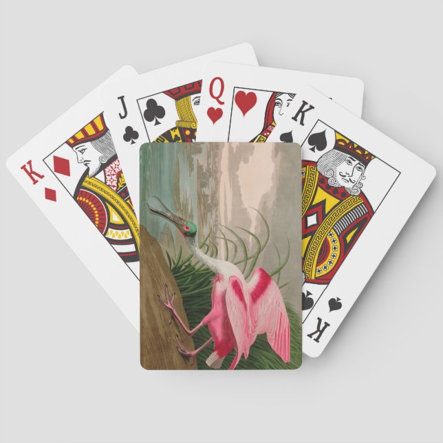 Roseate Spoonbill Birds of America Audubon Print Playing Cards (Back)