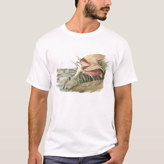 Roseate Spoonbill by Audubon T-Shirt (Front)