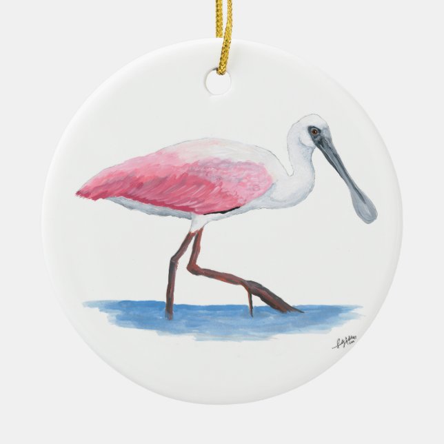 Roseate Spoonbill Christmas Ornament (Front)