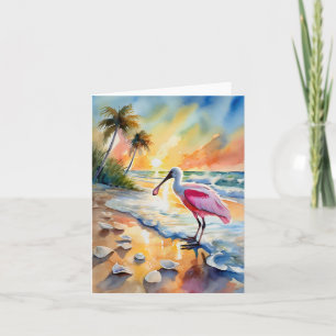 Roseate Spoonbill Florida Watercolor Card