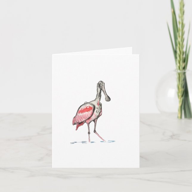 Roseate Spoonbill Folded Note Card (Front)