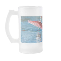 Roseate Spoonbill Frosted 16 oz Frosted Glass Mug