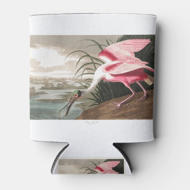 Roseate Spoonbill Vintage Can Cooler (Front)